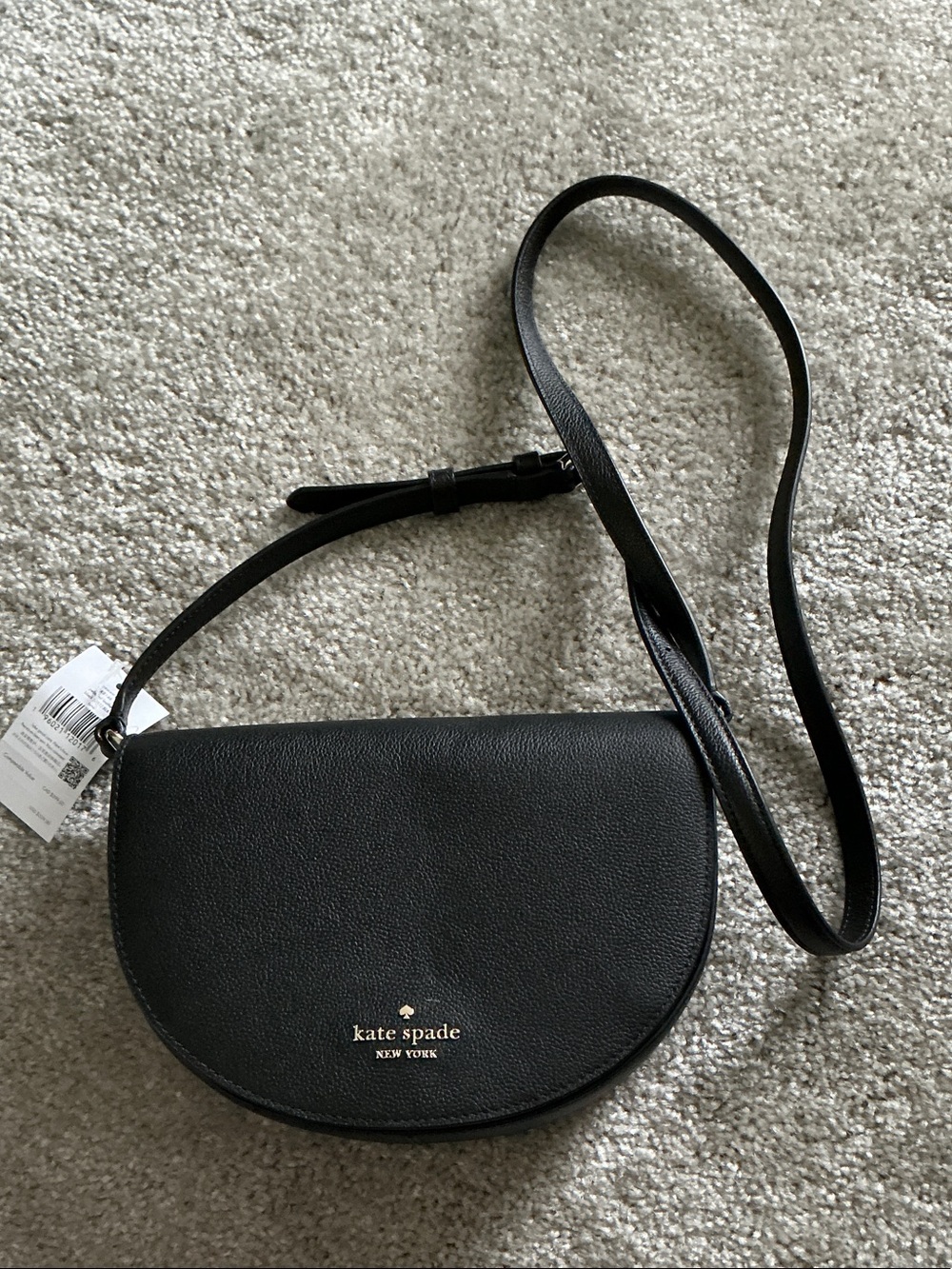 kate spade black leather half-moon crossbody
